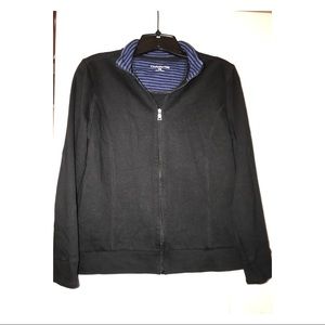 CROFT & BARROW  (PM) FULL ZIP BLACK YOGA JKT EUC